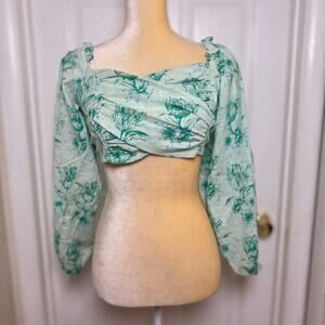 Sabo Zoe Tulip Puff Sleeve Backless Tie Back Crop Top - Size XL